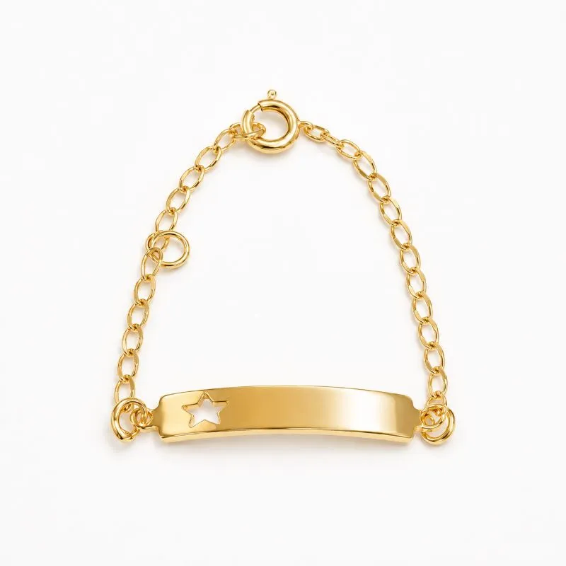 Pulseira Chapa Infantil Banhada a Ouro 18k - 12 cm
