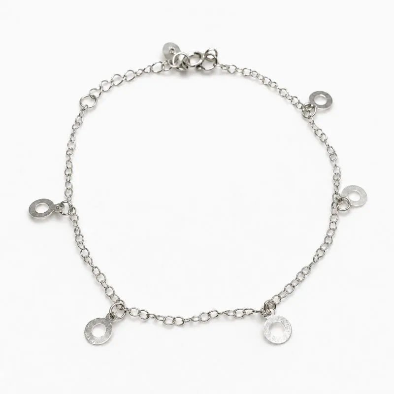 Pulseira com Circulo Vazado Prata 925 - 16cm + 2cm (Alongador)