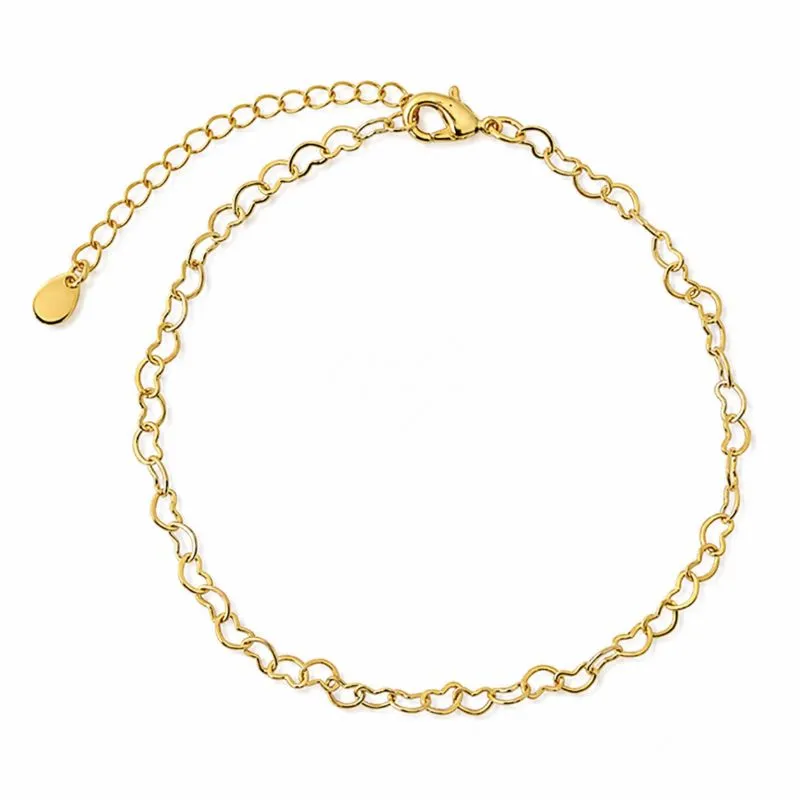 Pulseira Elo Coração Banhada a Ouro 18k - 16 cm + 4 cm (Alongador)