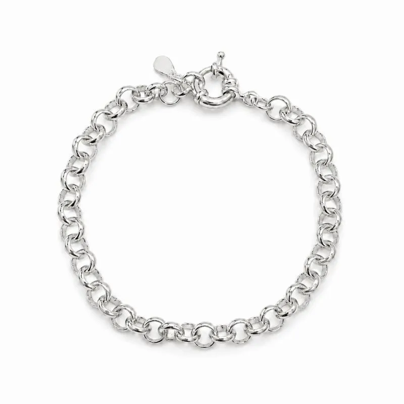 Pulseira Elo Português 5mm Folheada a Prata com Fecho Boia  - 21cm