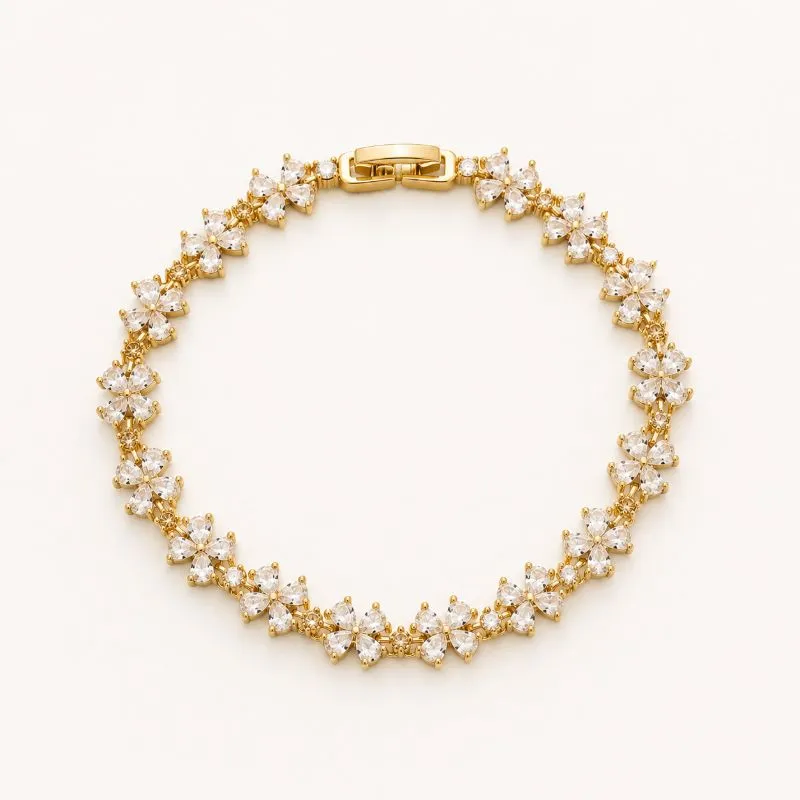 Pulseira Jardim de Zircônias Banhada a Ouro 18k com Zircônnias - 16 cm Fecho Gaveta