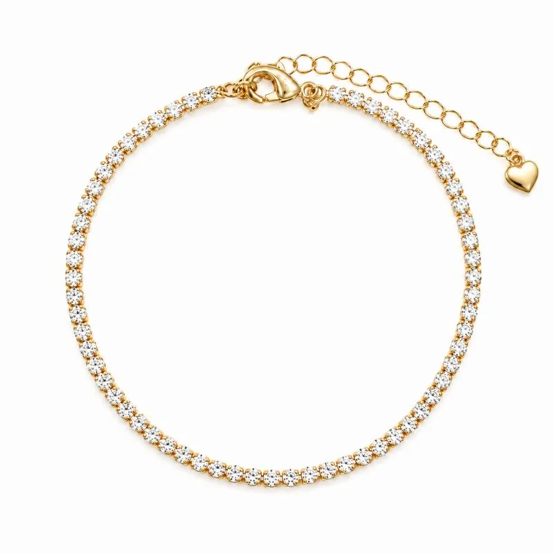 Pulseira Riviera 1,5 mm Banhada a Ouro 18k Zircônia  - 16,5 cm + 3 cm (Alongador)