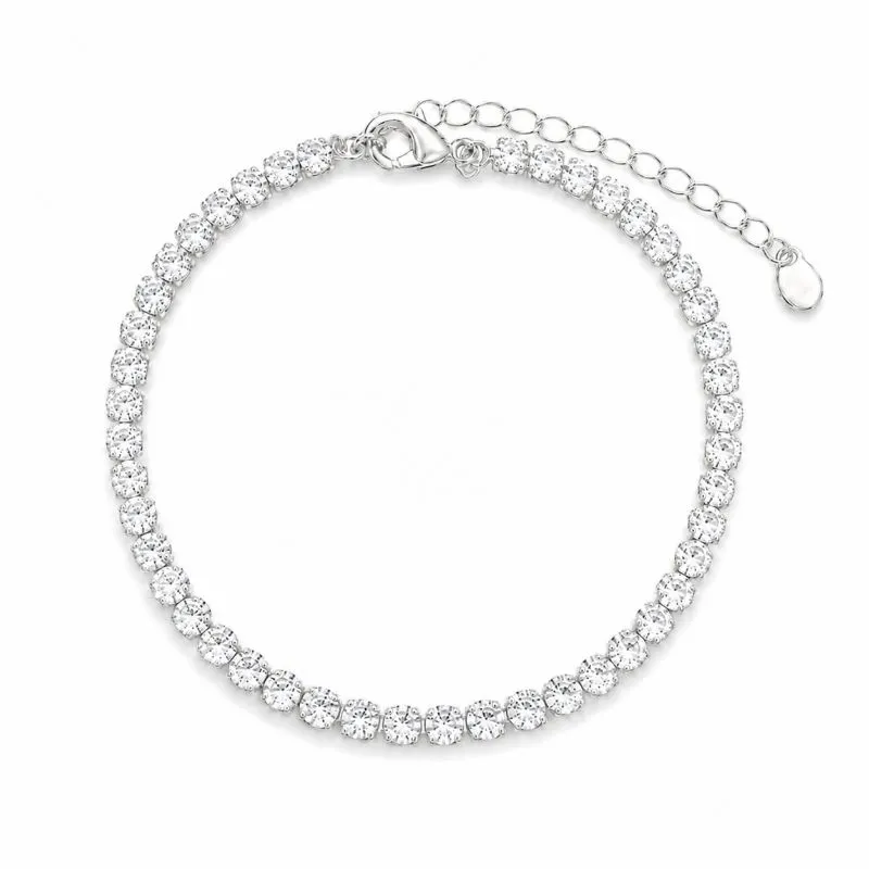 Pulseira Riviera 2,5mm Folheada a Prata com Zircônias - 16 cm + 4 cm (Alongador)