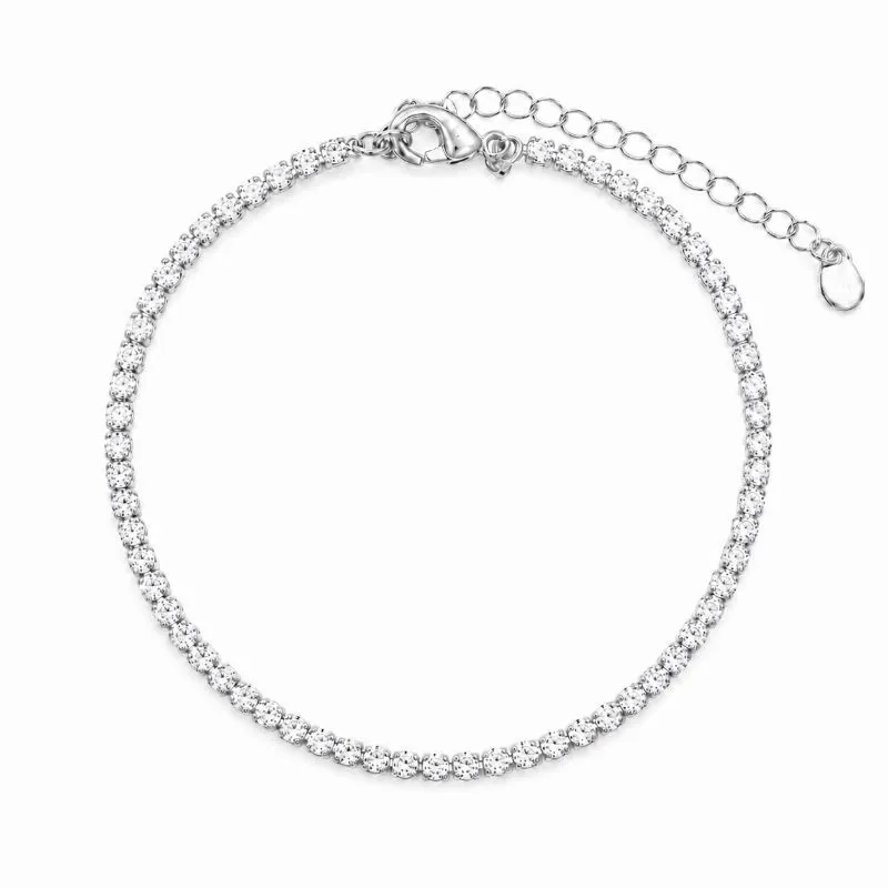 Pulseira Riviera 1,5 mm Folheada a Prata com Zircônias - 16 cm + 4 cm (Alongador)