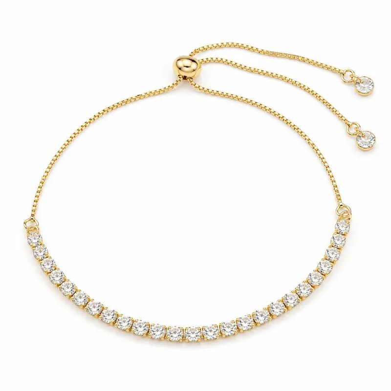 Pulseira Riviera Gravatinha Banhada a Ouro 18k com Zircônias