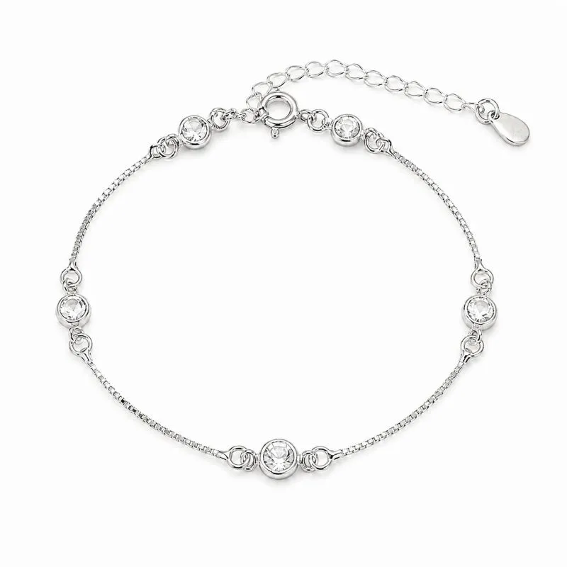 Pulseira Veneziana Ponto de Luz Folheada a Prata com Zircônias 15 cm + 4 cm (Alongador)