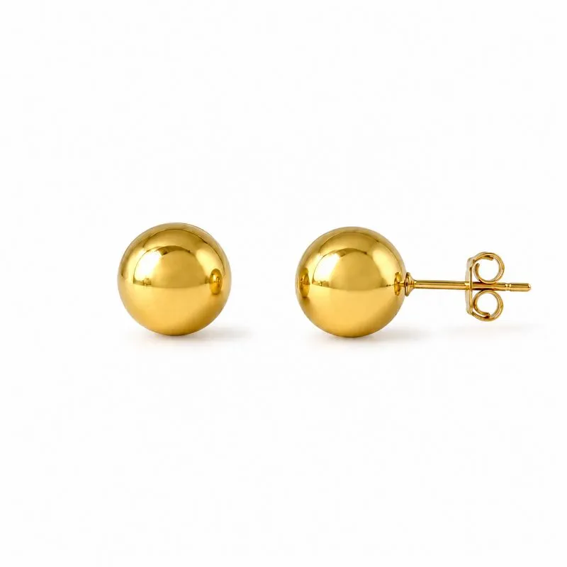 Brinco Bola Lisa Banhado a Ouro 18k - 12mm