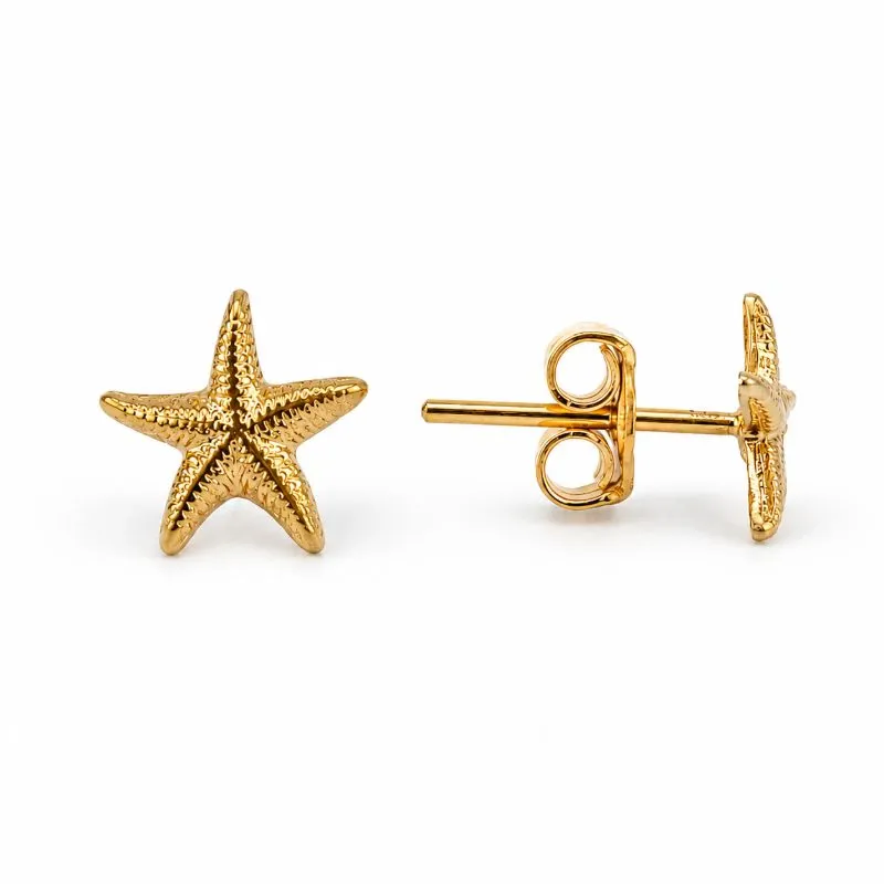 Brinco Estrela do Mar Lisa Banhado a Ouro 18k Zircônia - 8 mm