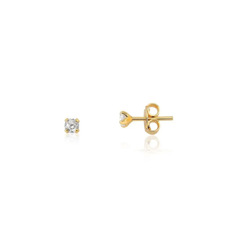 Brinco Ponto de Luz Banhado a Ouro 18K Zircônia - 3mm