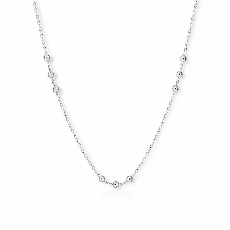 Colar Bolinhas Trabalhadas Prata 925 - 40 cm + 5 cm (Alongador)