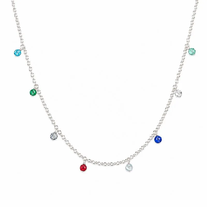 Colar Choker Pedras Coloridas Prata 925 - 40 cm