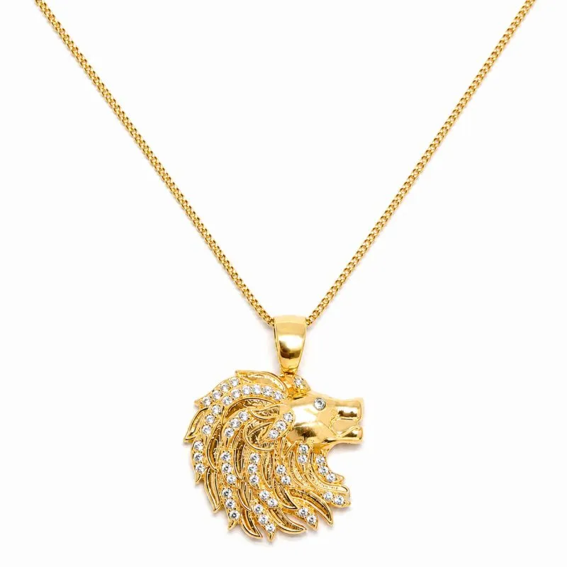 Colar Leão com Pedras Banhado a Ouro 18k com Zircônias - 40 cm + 4 cm (Alongador)