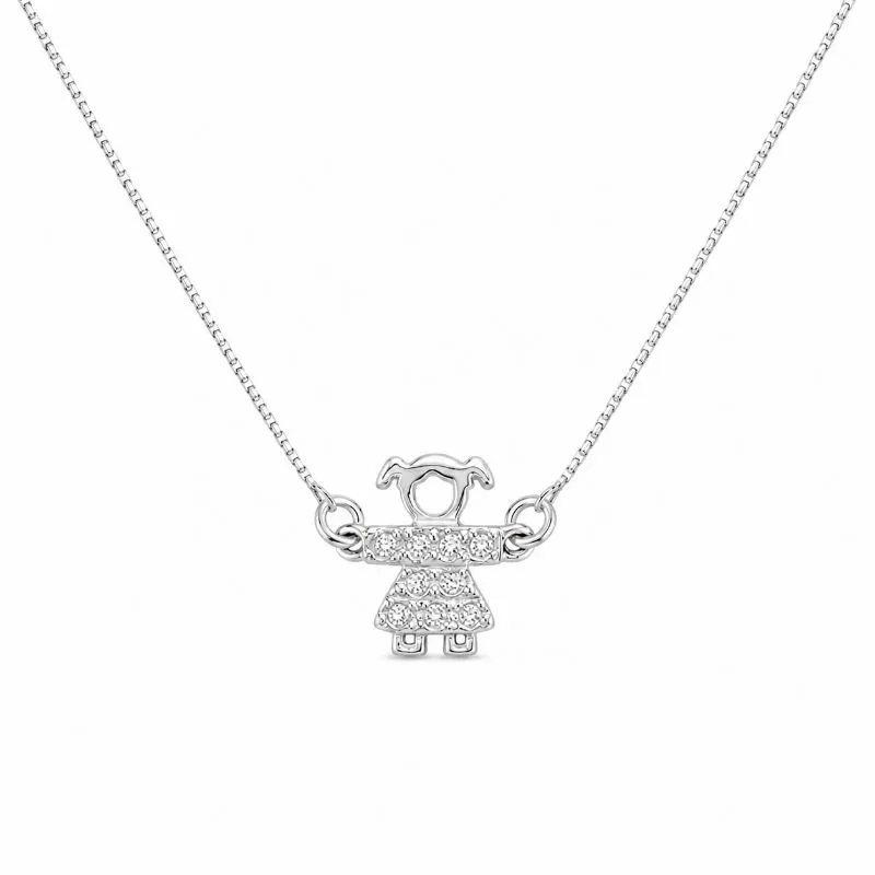 Colar Menina Cravejado Prata 925 com Zircônias - 40 cm