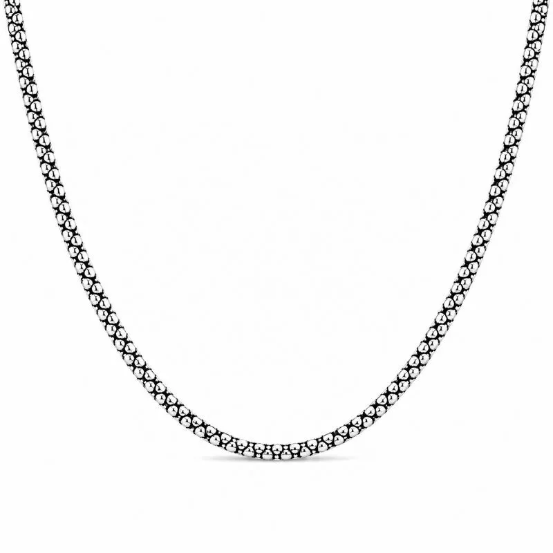 Corrente Cordão Elo Pipoca (3mm) Prata 925 Envelhecida - 65 cm