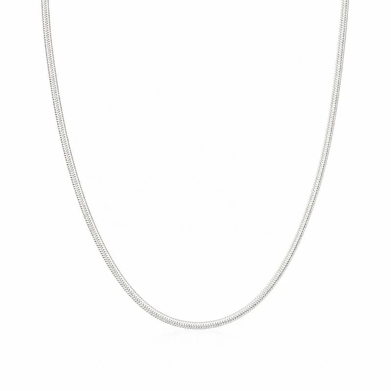 Corrente Rabo de Rato Achatada (3mm) Prata 925 - 40 cm