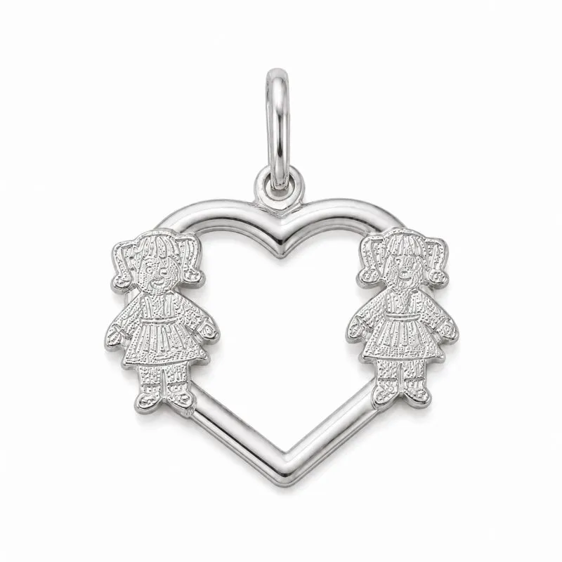 Pingente 2 Meninas Prata 925 - 1,7 cm
