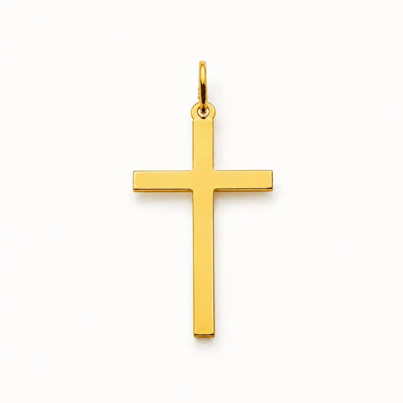 Pingente Cruz Crucifixo Liso Banhado a Ouro 18k - 3cm