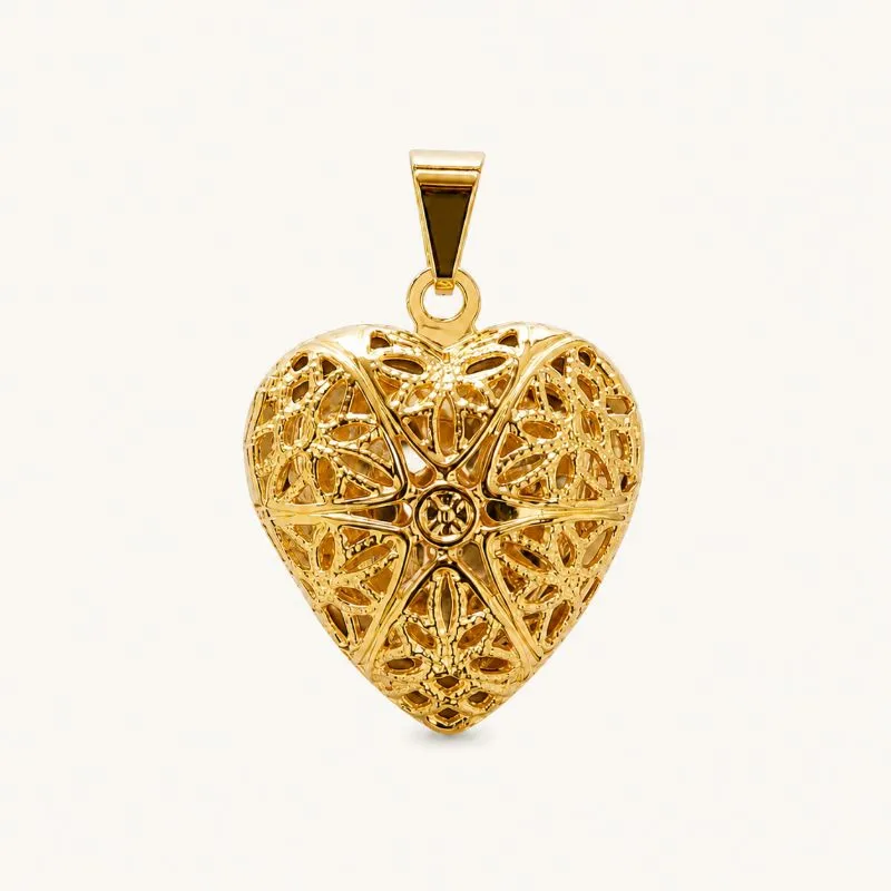 Pingente Relicário Coração Banhado a Ouro 18k - 2 cm