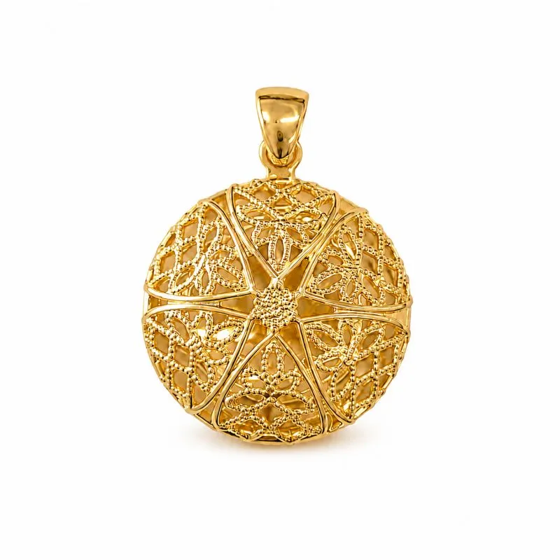 Pingente Relicário Redondo Banhado a Ouro 18k - 2 cm