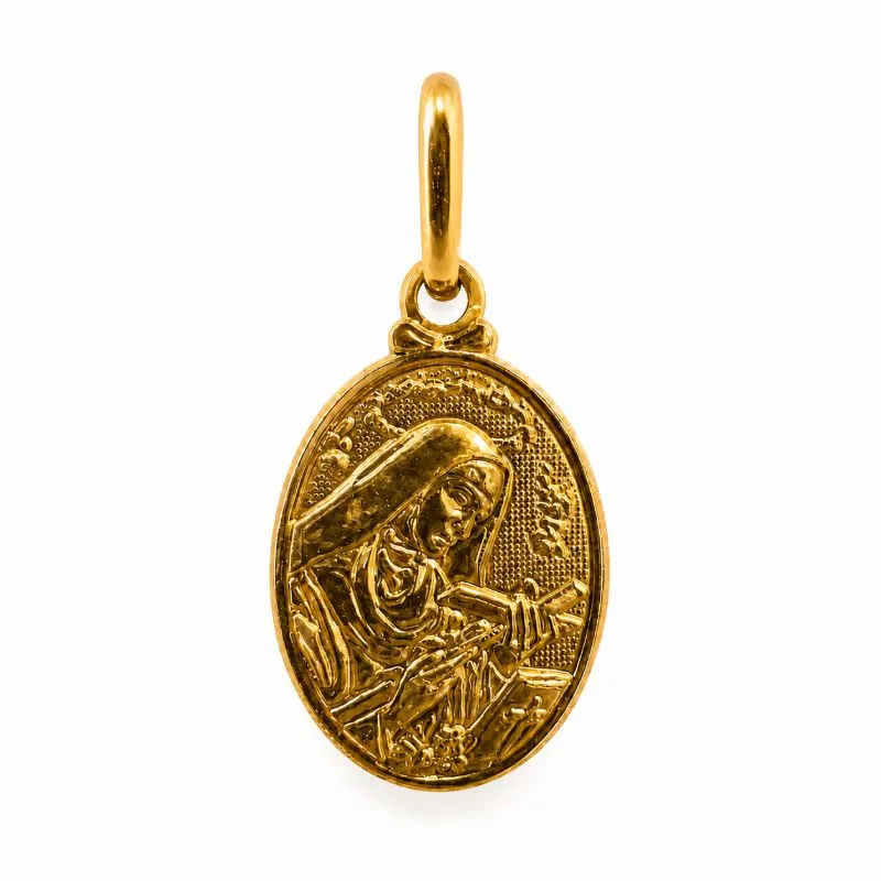 Pingente Santa Rita de Cássia Banhado a Ouro 18k - 1,5 cm