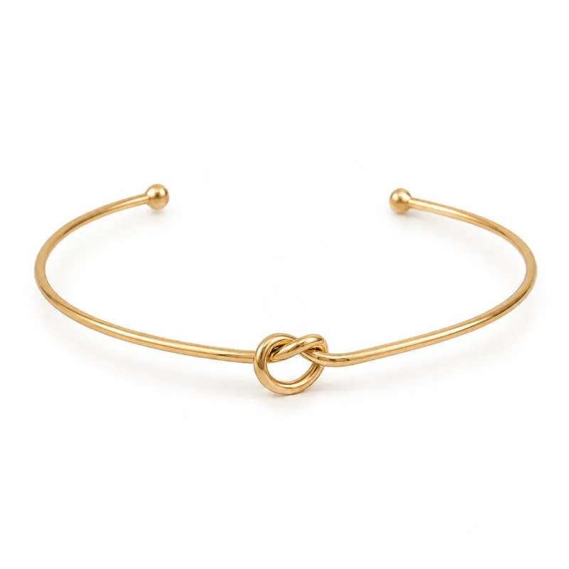 Pulseira Bracelete Aberto Nó Banhado a Ouro 18k