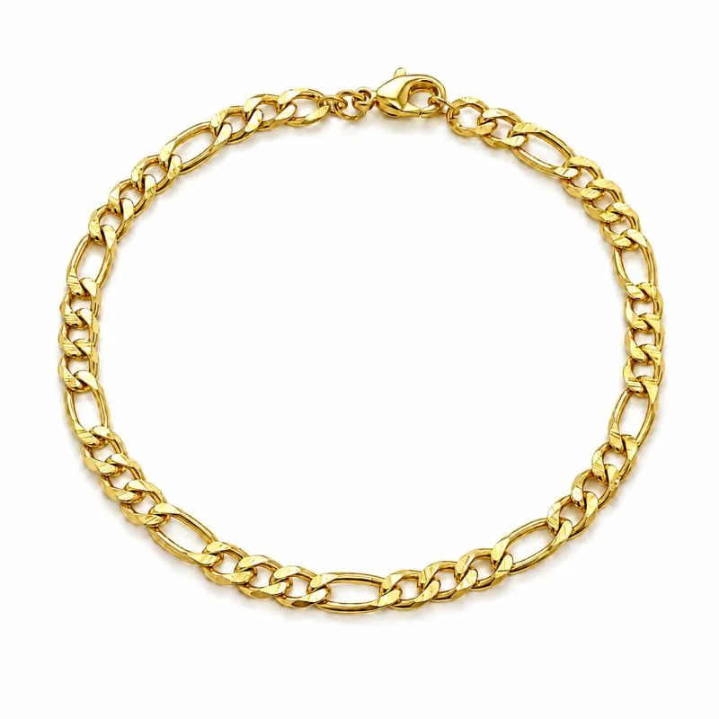 Pulseira Masculina Elo 3 em 1 (5mm) Banhada a ouro 18k - 22cm