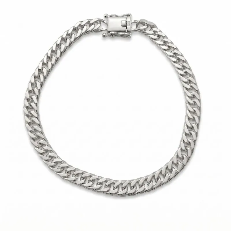 Pulseira Masculina Elo Duplo Grumet (6mm) Prata 925 Fecho Gaveta - 20 cm