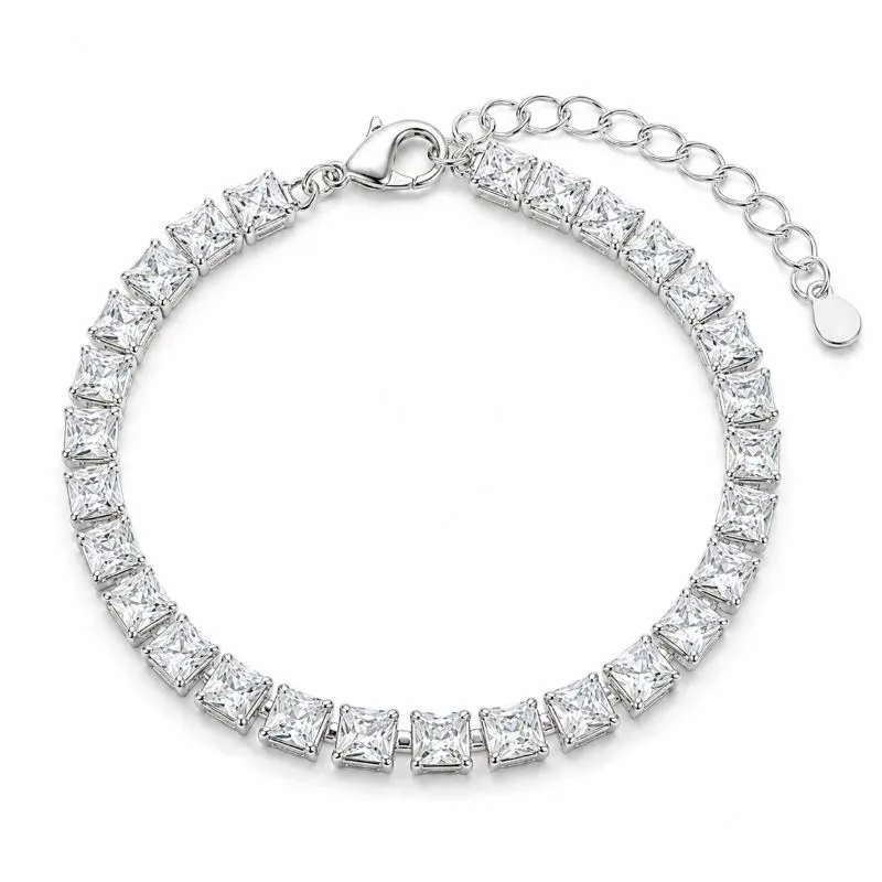 Pulseira Riviera 4 mm Folheada a Prata com Zircônia -16 cm + 4 cm (Alongador)
