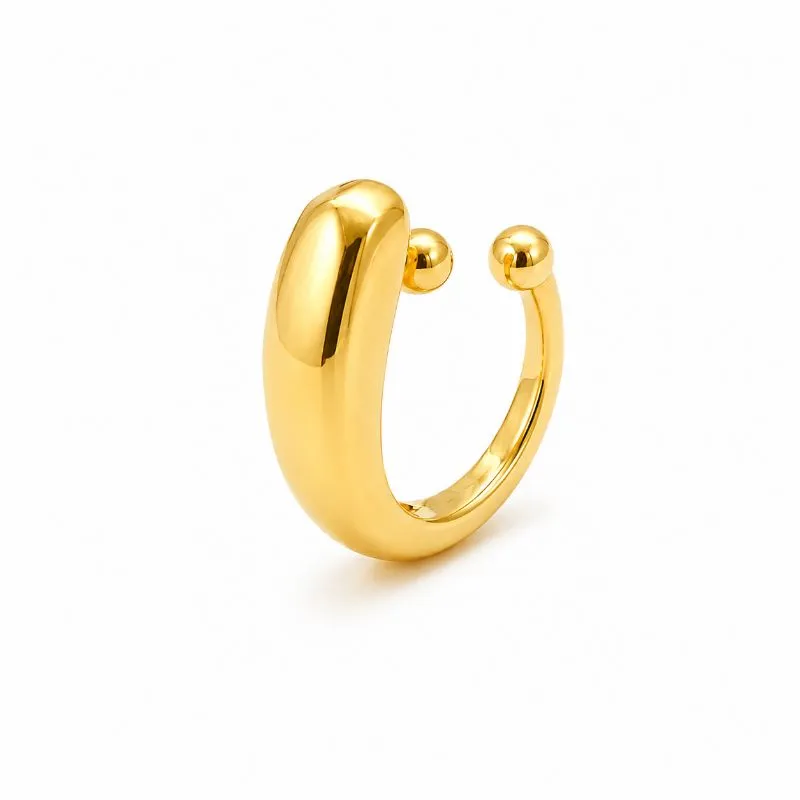 Brinco Cartilagem Piercing Fake Orgânico Liso Banhado a Ouro 18k - 1,7 cm
