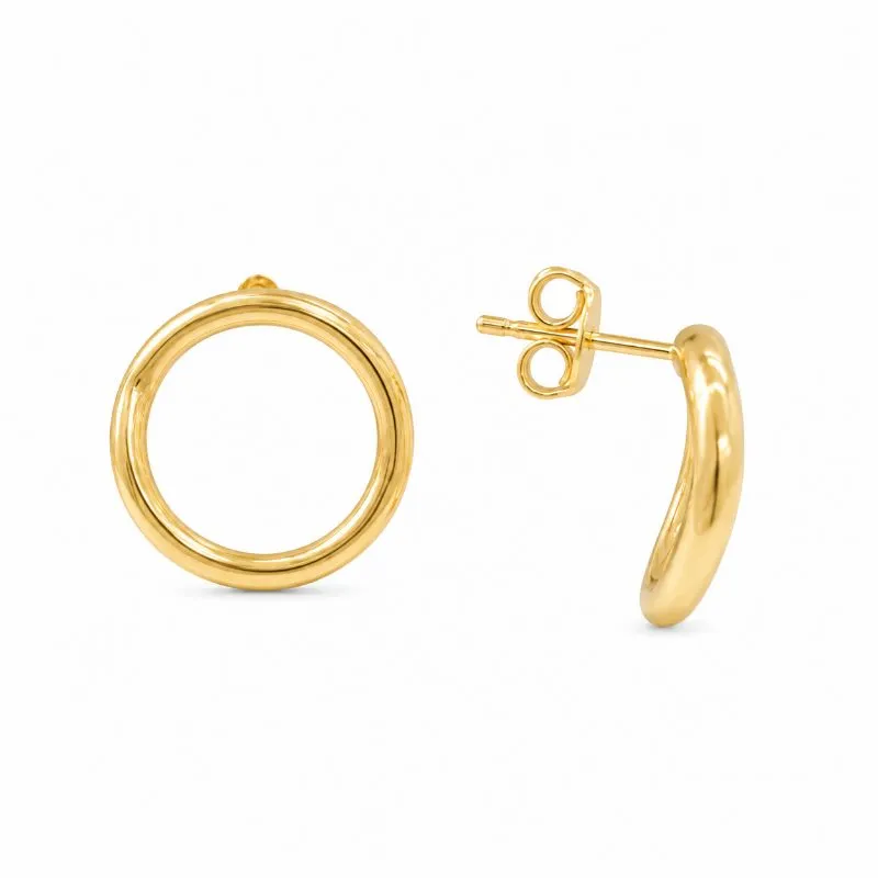 Brinco Circulo Liso Tubo Detalhe Amassado Banhado Ouro 18k - 2,2 cm