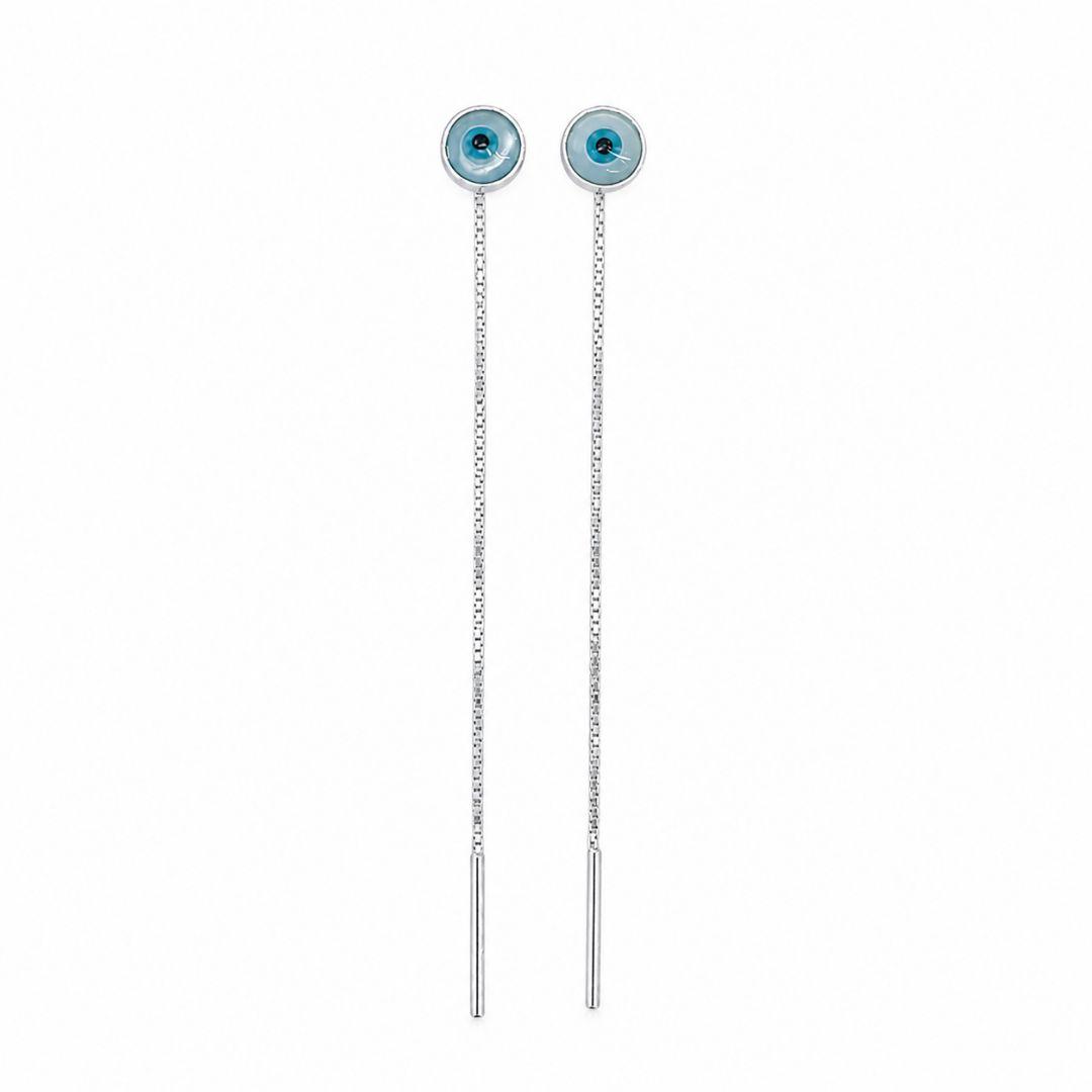 Brinco Fio Passante Olho Grego Prata 925 - 5 mm