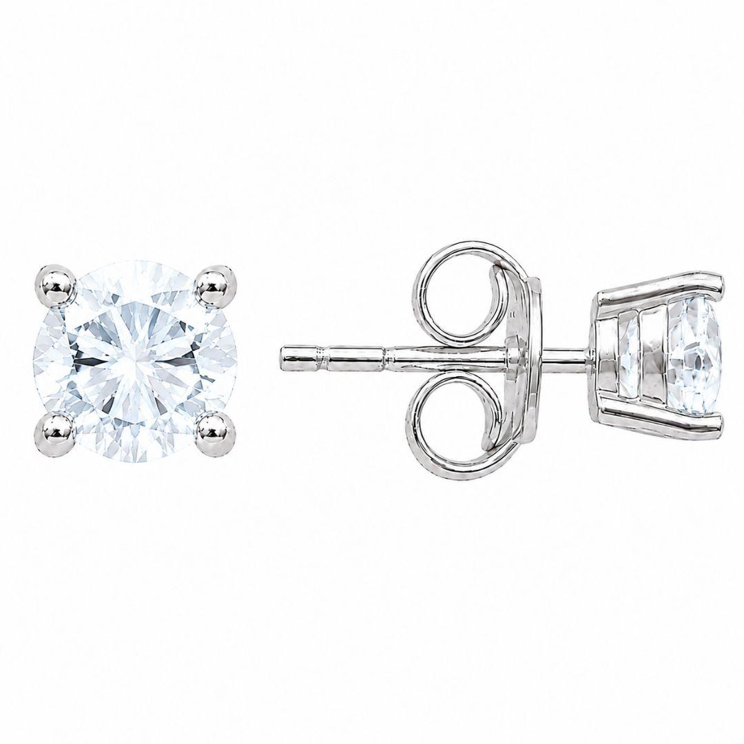 Brinco Ponto de Luz Azul Cristalino Prata 925 com Zircônia — 5mm