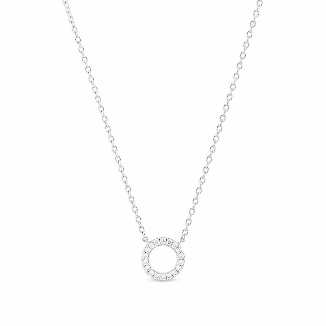 Colar Circulo Cravejado Prata 925 com Zircônias - 40 cm + 5 cm (Alongador)
