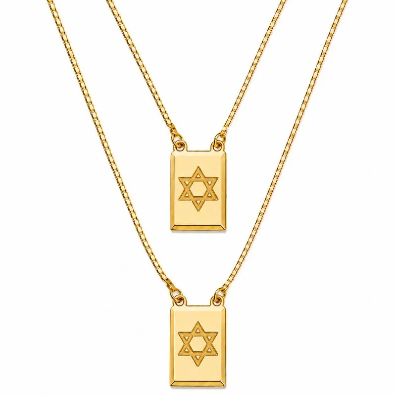 Corrente Escapulário Estrela de Davi Banhado a Ouro 18k - 66 cm