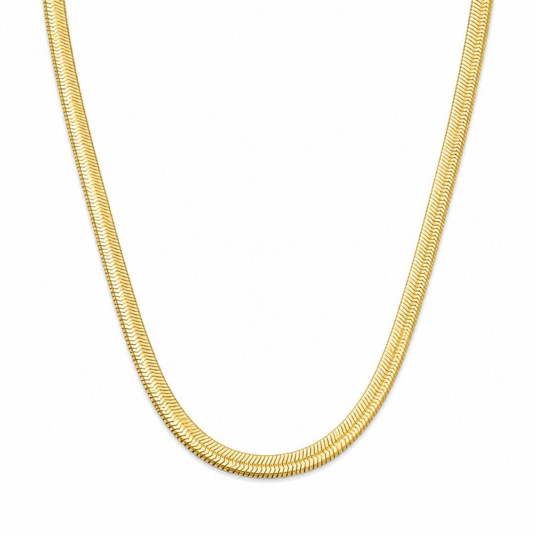 Corrente Rabo Rato Achatada (5mm) Banhado a Ouro 18k - 40 cm + 4 cm (Alongador)