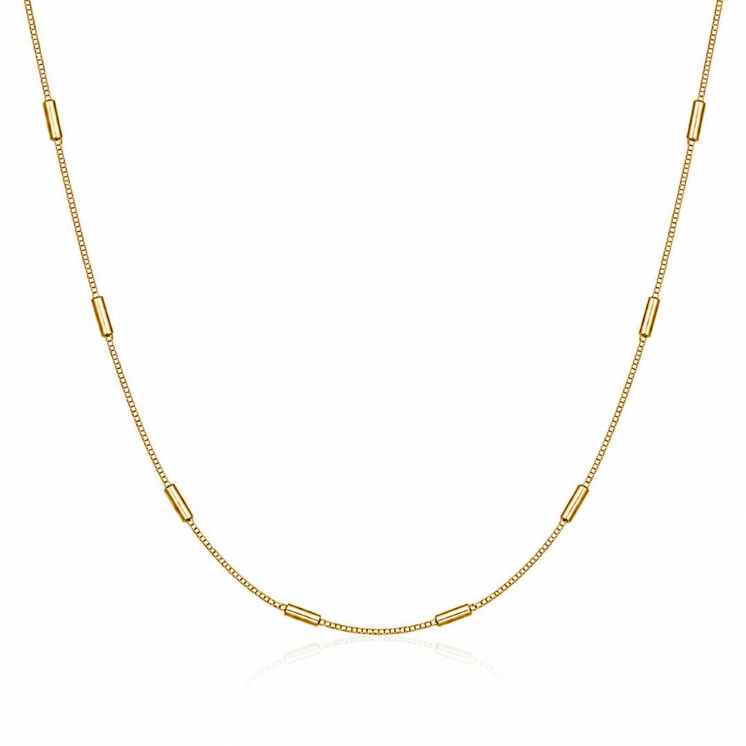 Corrente Veneziana Tubinho Banhada a Ouro 18k - 40 cm