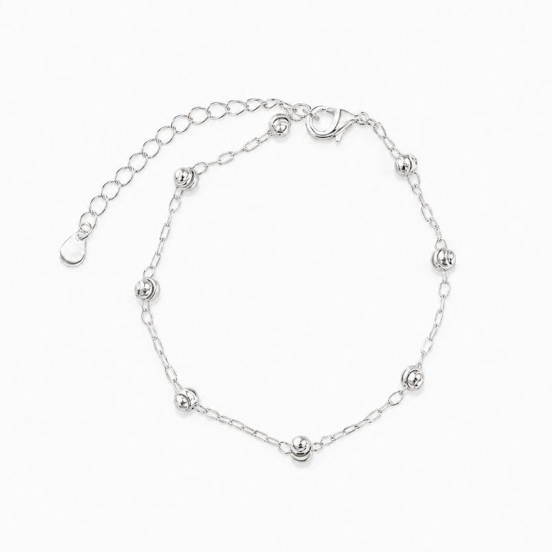 Pulseira Bolinhas Trabalhadas Folheada a Prata - 16 cm + 4 cm (Alongador)