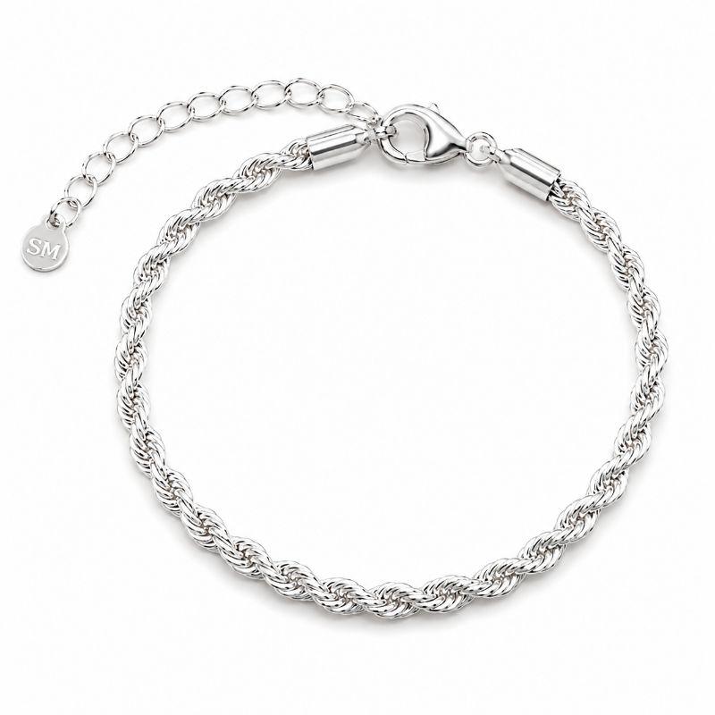 Pulseira Cordão Baiano (3mm) Folheado a Prata - 17 cm + 4 cm (Alongador)
