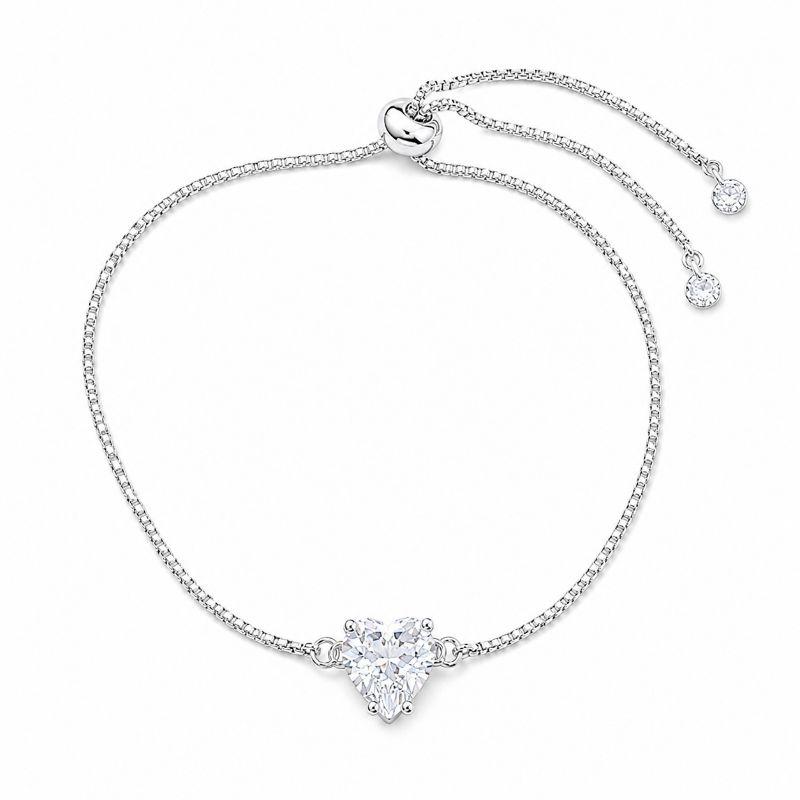 Pulseira Veneziana Coração Gravatinha Folheada a Prata com Zircônias