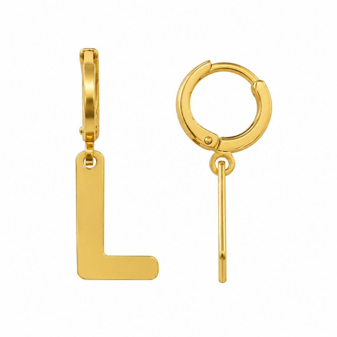 Brinco Argola Letra L Banhado a Ouro 18k - 2,8 cm