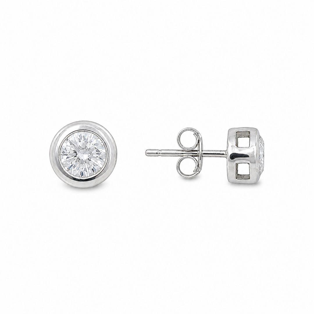 Brinco Aro Ponto de Luz Prata 925 com Zircônia - 7 mm