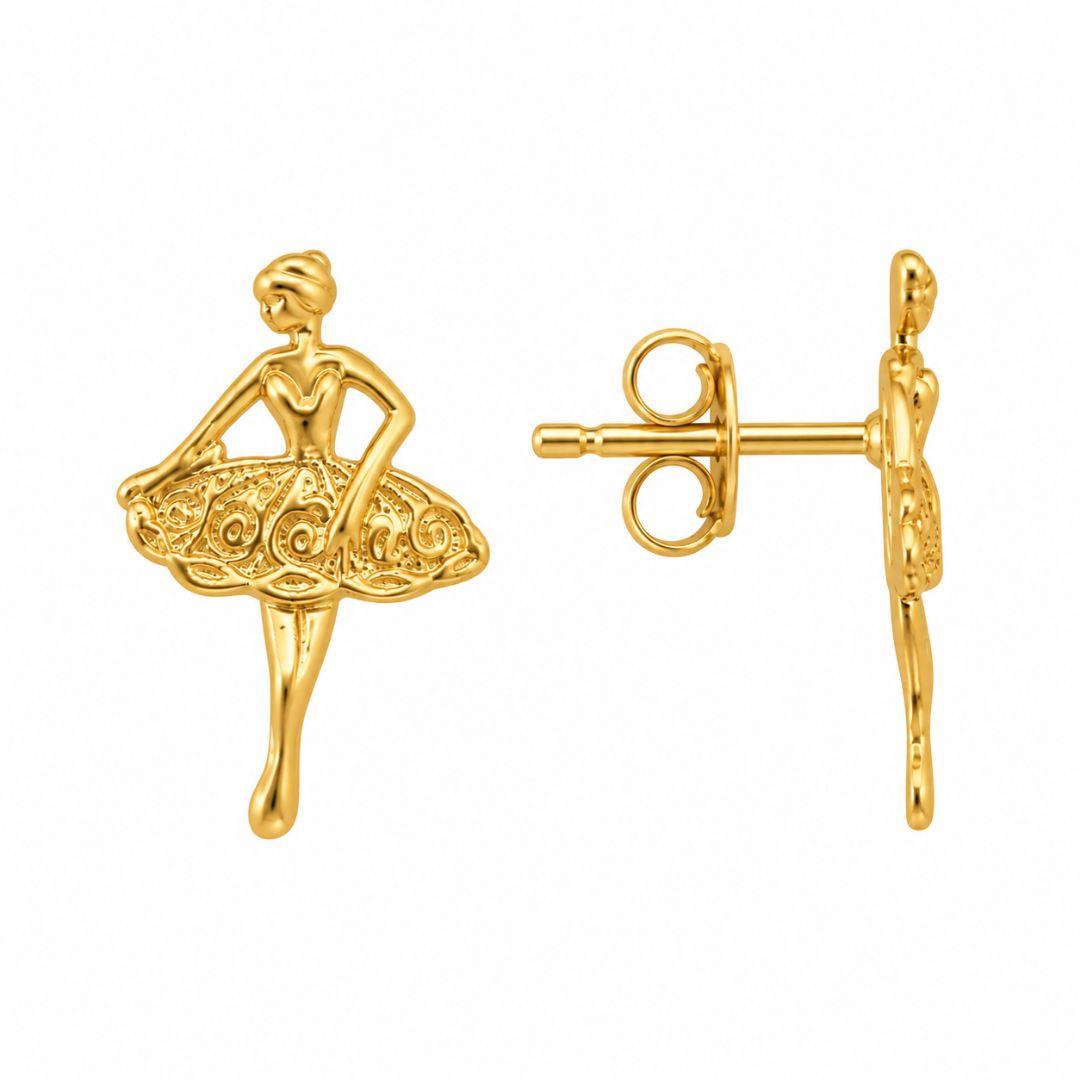 Brinco Bailarina Banhado a Ouro 18k - 1,5 cm