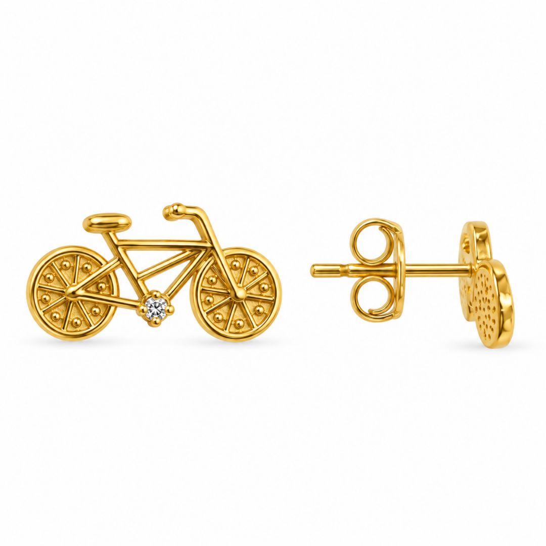 Brinco Bicicleta Banhado a Ouro 18k com Zircônias - 1,5 cm