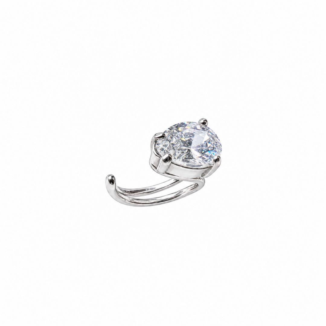 Brinco Piercing Fake Cartilagem Gota Ponto de Luz Prata 925 com Zircônia - 1,5 cm