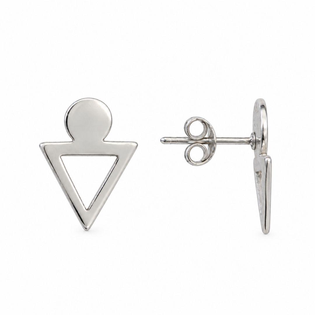 Brinco Circulo e Triangulo Liso Prata 925 - 1,7 cm