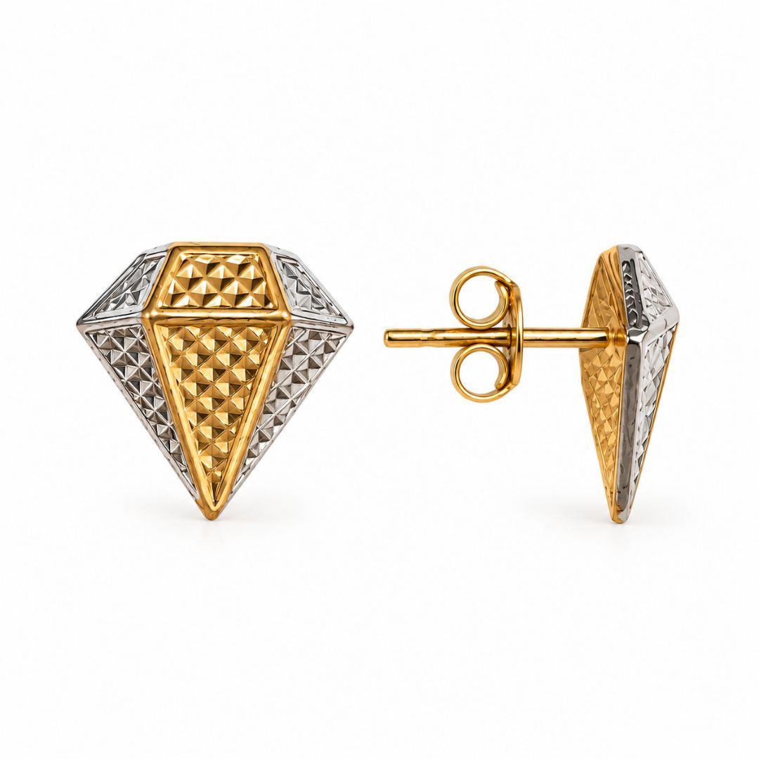 Brinco Diamante Mix de Banho Banhado a Ouro 18k e Banho de Ródio - 1,3 cm