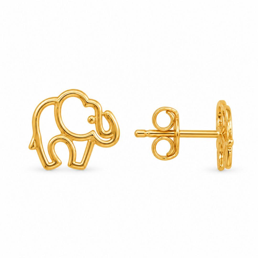 Brinco Elefante Vazado Banhado a Ouro 18k - 9 mm