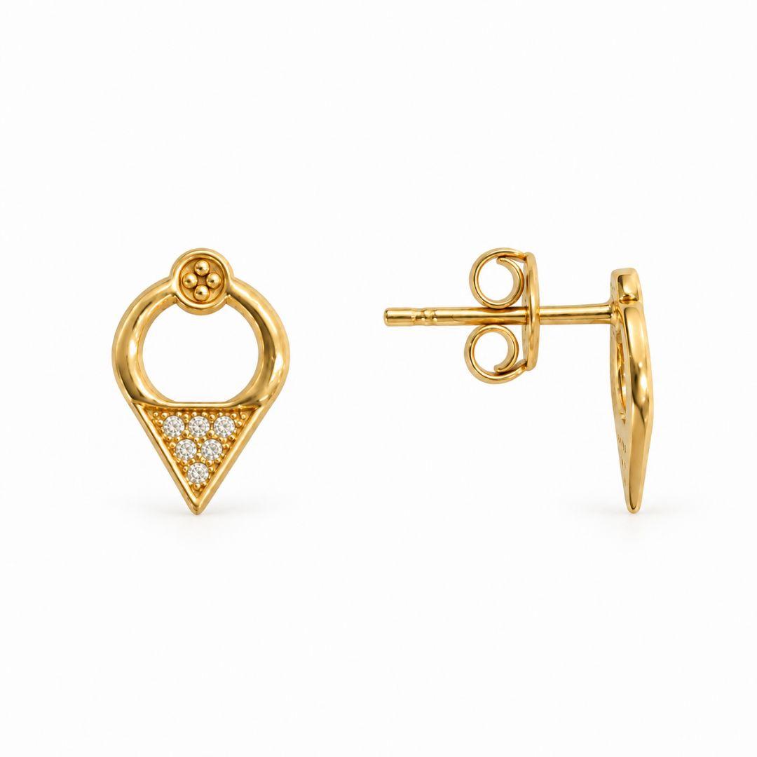 Brinco Estilo Gota com Detalhes em Pedra Banhado a Ouro 18k com Zircônias - 1,4 cm