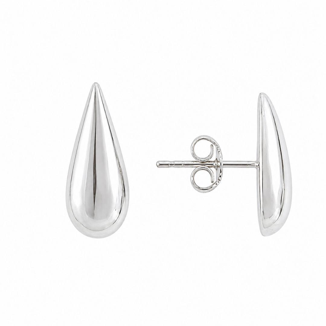 Brinco Gota Lisa Folheada a Prata - 1,8 cm