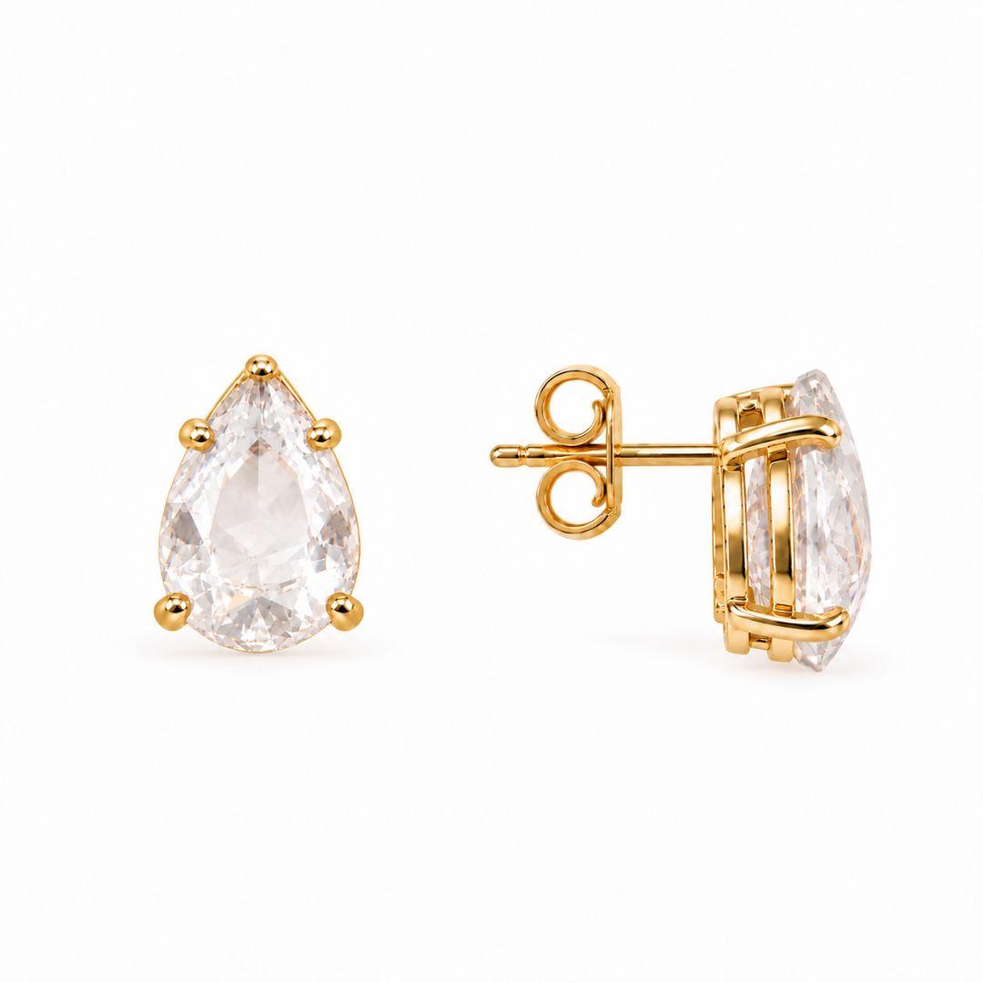 Brinco Gota Ponto de Luz Banhado a Ouro 18k com Zircônia - 1 cm